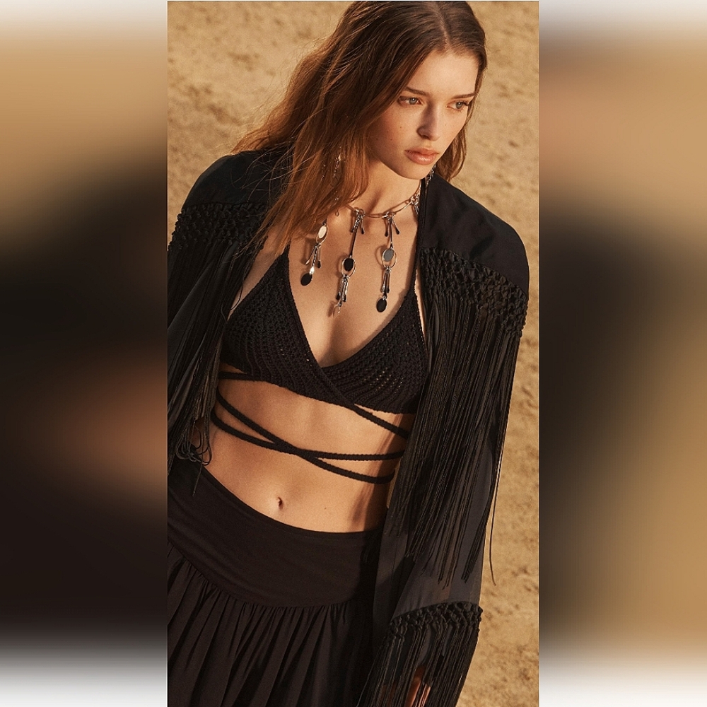 ZARA LIMITED EDITION STONE FRINGE KIMONO✨️✨️✨️ - Picture 3 of 10